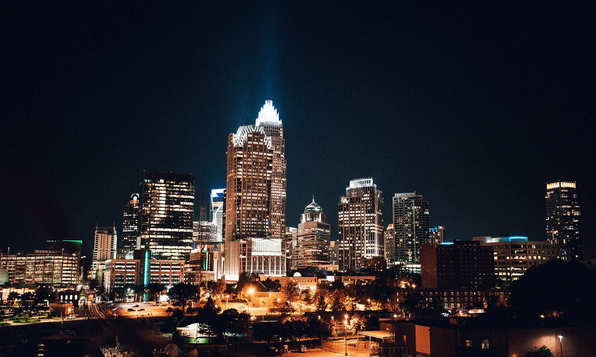 Charlotte skyline at night
