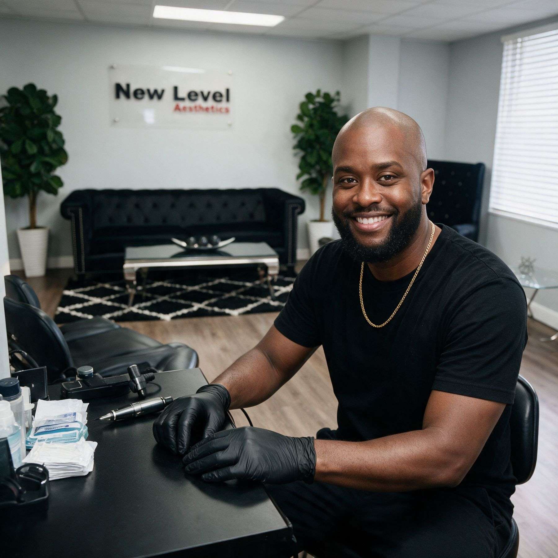 Corey Curtis at his workstation